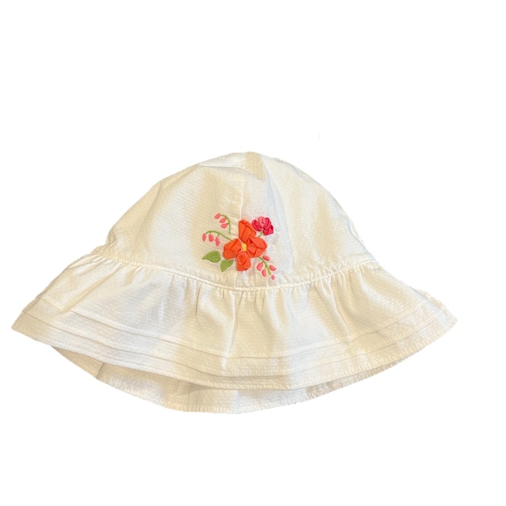 EUC Janie and Jack White Floral Embroidered Sun Hat